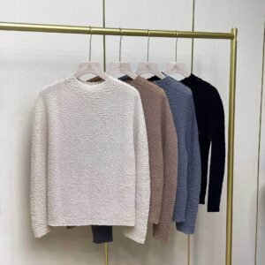 Jia Ning's new temperament round neck long sleeved base shirt with pleated sequin top, Japanese and Korean casual style, fashionable and versatile, loose fit：圖片 2