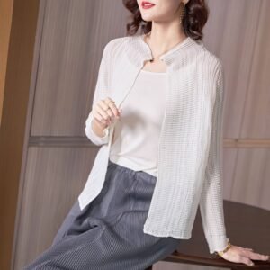 K221121 Jia Ning Fold New Fashionable Corn Fold Coat Japanese and Korean Casual Versatile Loose Solid Color Western Style：圖片 4