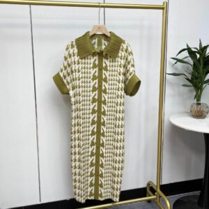 K231242 Jia Ning new loose temperament lapel long cardigan dress Thousand Bird grid 9-button cardigan skirt：圖片 3