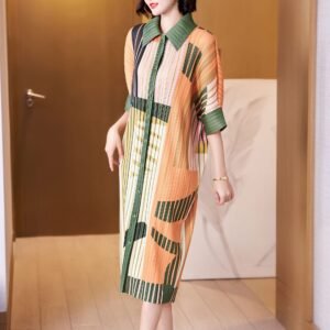 K221145 new style temperament lapel striped skirt temperament commuting elegant women's dress coat cardigan versatile：圖片 4