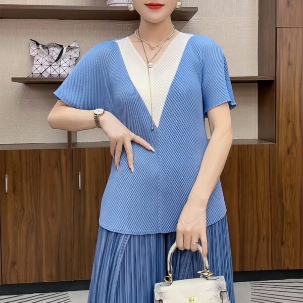 Wrinkle 2024 Summer New Fashionable Feminine Style, Aging and Slimming, Casual Women's Wear, Short Sleeve T-shirt Top