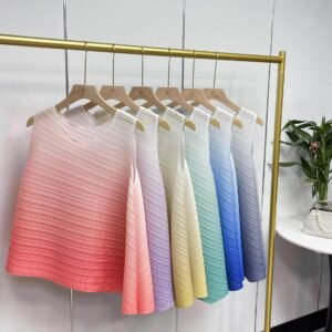 Jia Ning's new versatile and fashionable round neck summer irregular gradient color vest top：圖片 2