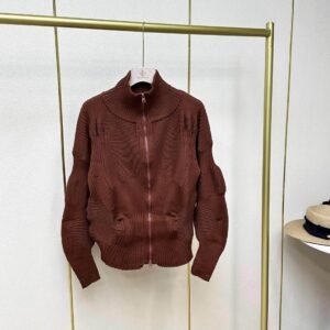 Jianing's new autumn and winter long sleeved plus size slimming women's stand up collar knitted zipper jacket long sleeved casual style loose fit：圖片 6