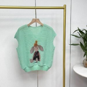 Y230921 Jia Ning new loose summer sleeveless V-neck elephant corn pleated vest top：圖片 4