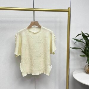 Jia Ning's new loose short sleeved summer round neck geometric pleated top, fresh and sweet casual short sleeved T-shirt, versatile：圖片 6