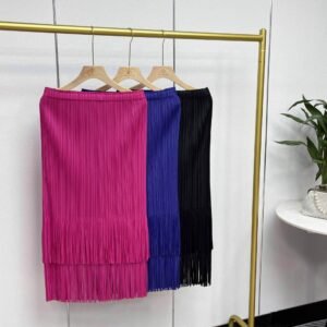 K231232 Jia Ning New Loose and Versatile Style Fashionable Elastic Band Medium Long Double Layer Tassel Half Skirt：圖片 2