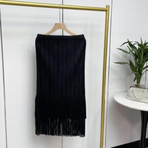 K231232 Jia Ning New Loose and Versatile Style Fashionable Elastic Band Medium Long Double Layer Tassel Half Skirt：圖片 3