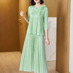 New style with fresh and sweet versatile loose suit, left shoulder nail flower fashionable casual pants top set, gentle：圖片 3