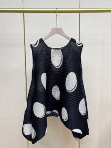 Japanese style romantic polka dot sleeveless pleated top 2024 summer new loose slimming irregular versatile vest：圖片 5