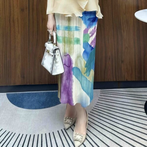 Jianing Summer New Style Fashionable, Simple and Slim Women's Medium to Long Elastic Band Split Printed Half Skirt