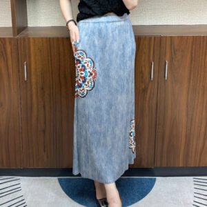 Summer slimming half skirt, women's half skirt, fashionable and versatile, retro half skirt, Chinese style slit, Chinese style, cultural and artistic：圖片 4