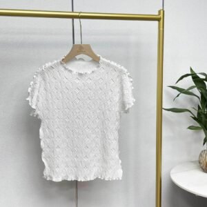Y230932 Jia Ning Summer New Round Neck Versatile Temperament Design Sense Top Threaded Ruffle Top：圖片 5