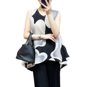 Jia Ning's new summer sleeveless round neck slimming elastic plus size loose pullover women's sleeveless KK printed top：圖片 5