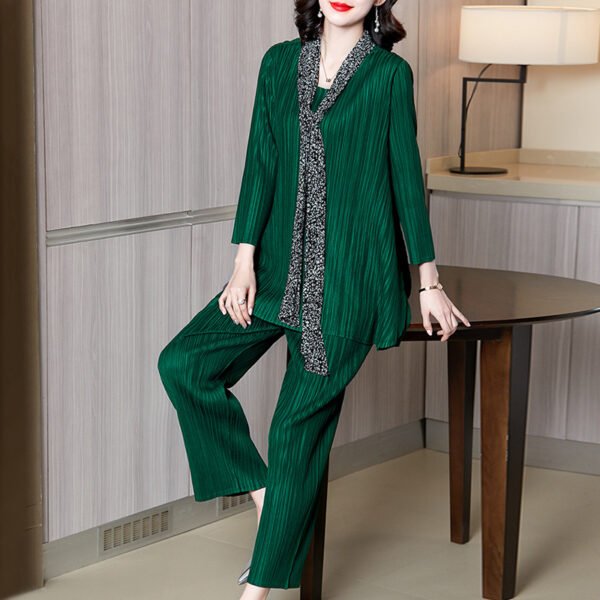K200904 Jia Ning Wrinkle Fashion Leisure Set 2021 Spring New Women's Loose Fat MM Slimming Two Piece Set