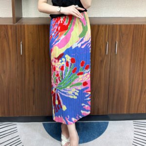 Jia Ning 2024 Summer Folding Art Style A-line Skirt Medium Long Skirt Printed Half body Skirt Colorful Fashion Versatile Skirt：圖片 5