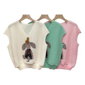 Y230921 Jia Ning new loose summer sleeveless V-neck elephant corn pleated vest top：圖片 6