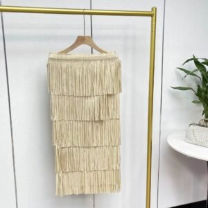 K230316 Jia Ning new loose, medium to long style solid color age reducing tassel half skirt, fresh, sweet, gentle and stylish cake：圖片 8