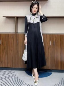 Fashionable Miyake pleated plus size dress 2024 autumn loose new style temperament slimming mom skirt covering belly：圖片 7