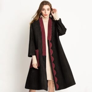 Street trendsetters, western-style Jia Ning pleated winter coat, velvet medium long boutique women's coat, new product wholesale：圖片 8