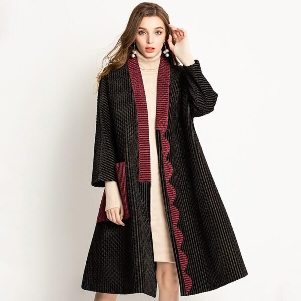 Street trendsetters, western-style Jia Ning pleated winter coat, velvet medium long boutique women's coat, new product wholesale