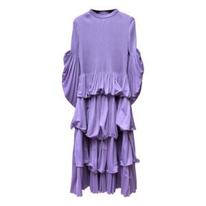 Dress patchwork high waisted cake skirt, high-end autumn new style, fashionable temperament, autumn and winter pleated dress, stylish：圖片 7