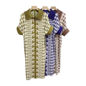 K231242 Jia Ning new loose temperament lapel long cardigan dress Thousand Bird grid 9-button cardigan skirt：圖片 6