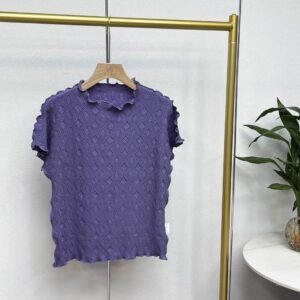 Y230932 Jia Ning Summer New Round Neck Versatile Temperament Design Sense Top Threaded Ruffle Top：圖片 7