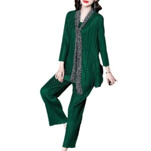K200904 Jia Ning Wrinkle Fashion Leisure Set 2021 Spring New Women's Loose Fat MM Slimming Two Piece Set：圖片 6