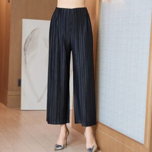 Jiatwisted pleated 2022 fashionable temperament, slimming and concealing, mid to long single-sided wide leg pants：圖片 6