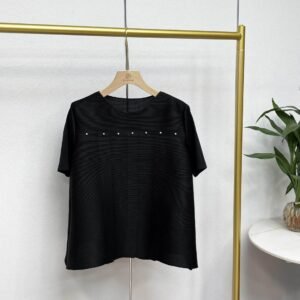 Jia Ning's new style temperament summer loose round neck short sleeved nail bead top Japanese and Korean casual simple loose fashionable versatile：圖片 8