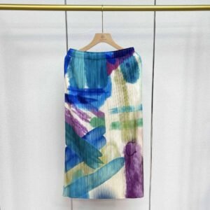 Jianing Summer New Style Fashionable, Simple and Slim Women's Medium to Long Elastic Band Split Printed Half Skirt：圖片 5