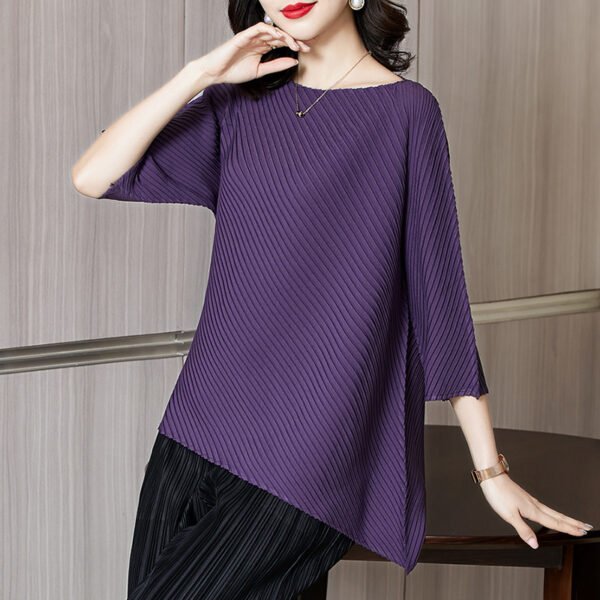 K210131 Jia Ning Fold Short Top Women's 2021 New Fashion Loose Fat MM Large Age Reducing T-shirt