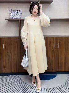 Autumn dress slimming temperament long sleeved autumn and winter fashion French waist cinching light luxury style versatile long skirt maternity wear：圖片 2