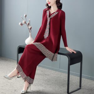 2021 Spring New Wrinkle Leisure Fashion Set for Women, Fat MM, Slim and Stylish Two piece Set K201207