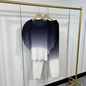 Jia Ning's new versatile and fashionable round neck women's suit gradient color set casual style women's elegant home clothing