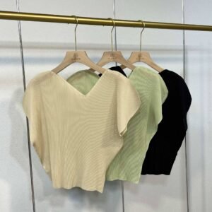 K223797 Jia Ning Fold New Versatile Short Summer Love Fold Top V-neck Loose, Fresh and Sweet：圖片 3