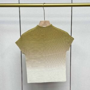 Jia Ning's new versatile temperament slim fit short round neck high neck gradient color corn pleated top：圖片 8
