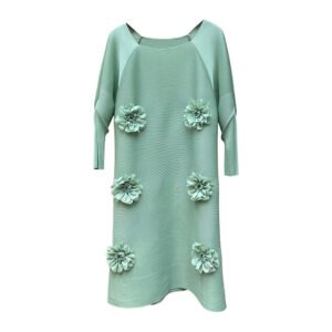 Temperament internet celebrity fashionable purple round neck autumn and winter dress jacquard slimming versatile bottoming loose mid-length national style：圖片 7