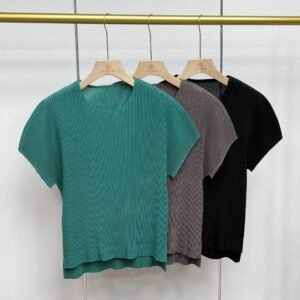 Jia Ning's new summer short sleeved slimming cover with angular mesh, round neck, Japanese and Korean casual minimalist pullover, solid color：圖片 3