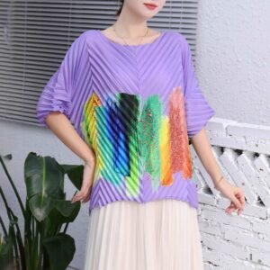 New loose, thin, versatile, breathable, fashionable round neck graffiti frog top, pleated pullover, casual style：圖片 7