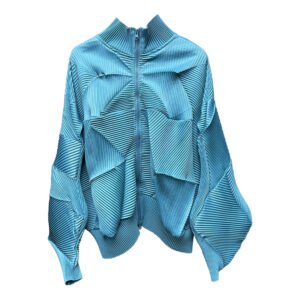 2024 coat, high-end zipper, fashionable temperament, pleated new bat casual top, cardigan, loose and versatile for autumn and winter：圖片 5