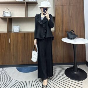 Jia Ning Miyake Fashionable Versatile Fashion Casual Plus Size Women's Long Sleeve Ruffled Cardigan Top