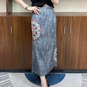 Summer slimming half skirt, women's half skirt, fashionable and versatile, retro half skirt, Chinese style slit, Chinese style, cultural and artistic：圖片 6