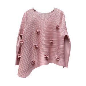 Three dimensional flower 2024 woven new fresh top for outerwear, niche and popular, small fragrance style, covering the flesh, socialite round neck：圖片 4