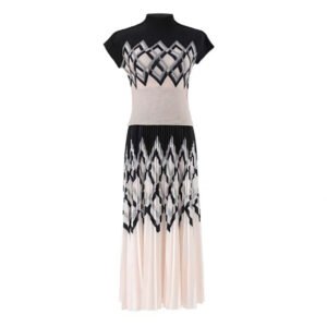New summer versatile and fashionable slim fit short sleeved set with geometric corn pleats：圖片 6