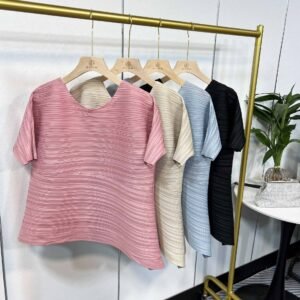 K221106 Summer Hot Loose Women's Round Neck Irregular Top Splicing Slant Top：圖片 2