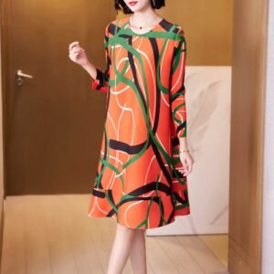 K221158 new versatile loose casual line medium long three color line women's dress summer fashion