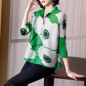 K221152 Jia Ning Fold New Fashionable Loose and Versatile temperament Flip Collar Cardigan Top：圖片 6