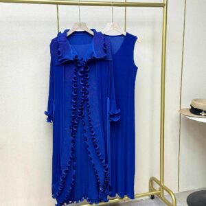 Jia Ning's new western-style plus size solid color women's long two-piece set with lapel and mushroom edge skirt set：圖片 11