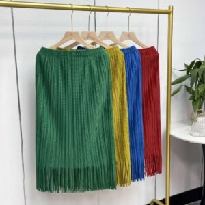 New versatile and fashionable age reducing elastic band, sweet solid color tassel half skirt for women, elegant and fashionable versatile skirt